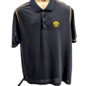Antigua Mens Large University of Iowa Hawkeyes Black Athletic Polo Shirt